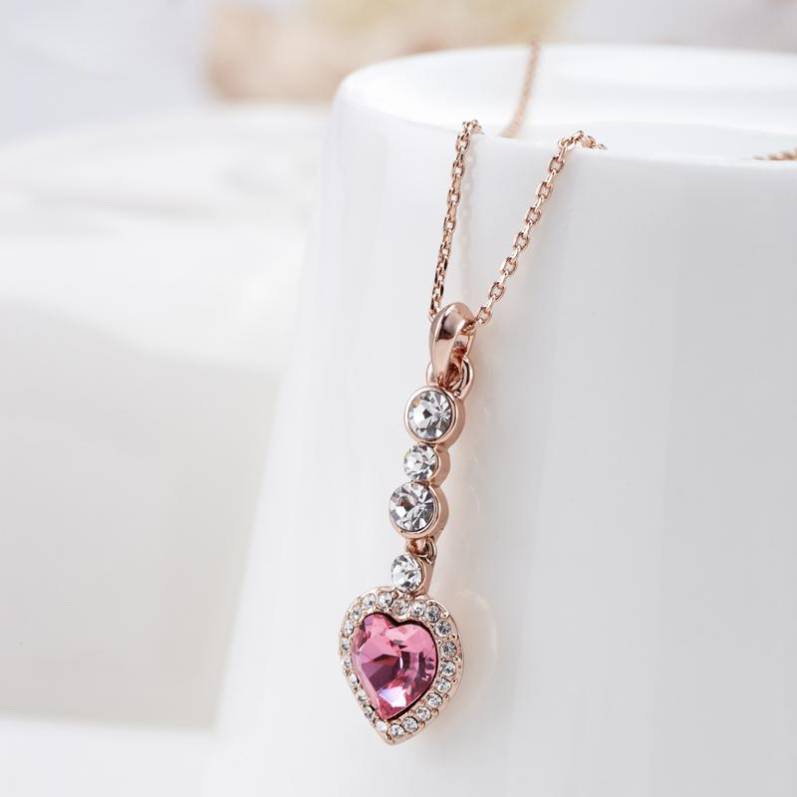 Pink Crystal Pendant Necklace