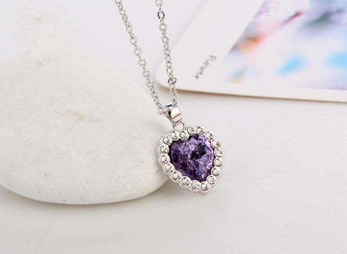 Purple Heart Crystal Pendant