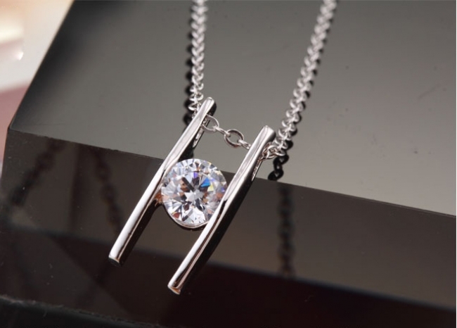 White Crystal Pendant Necklace