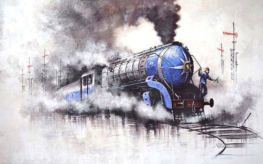 The original painting Locomotive - VIII is available for sale at The Art Gallery