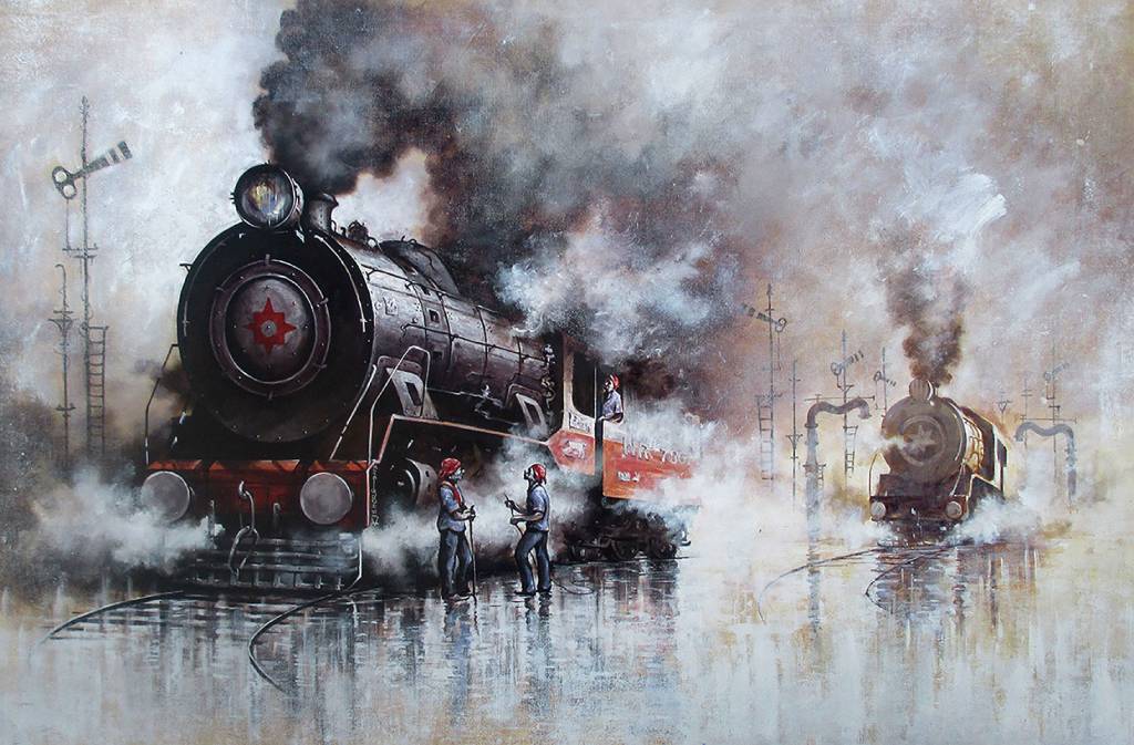 The original painting Locomotive - IX is available at The Art Gallery