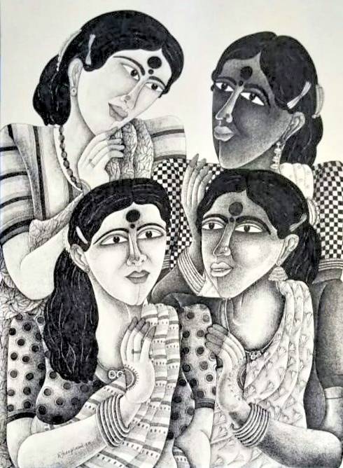 The original painting Sisters - I is now available at the Modern Art Gallery