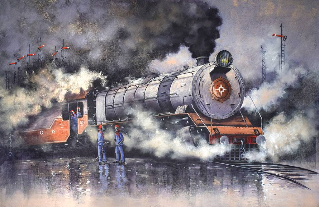 The Original Painting Locomotive - V is now available for the Modern Art Gallery