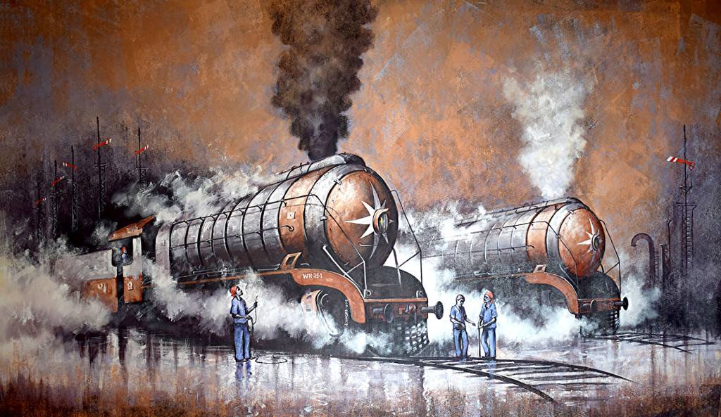 The original painting Locomotive - II is available for sale at the Art Gallery near me