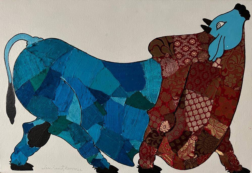 The Original painting Bull - I is now available for buy at the Modern Art Gallery
