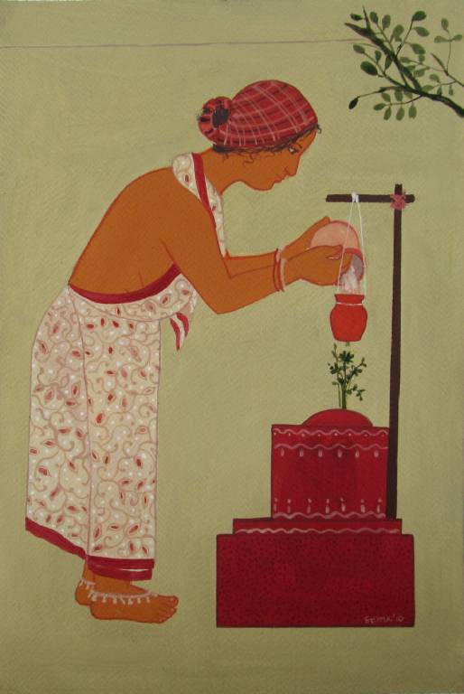 Buy the original modern painting The Tulsi Altar online from the Modern Art Gallery
