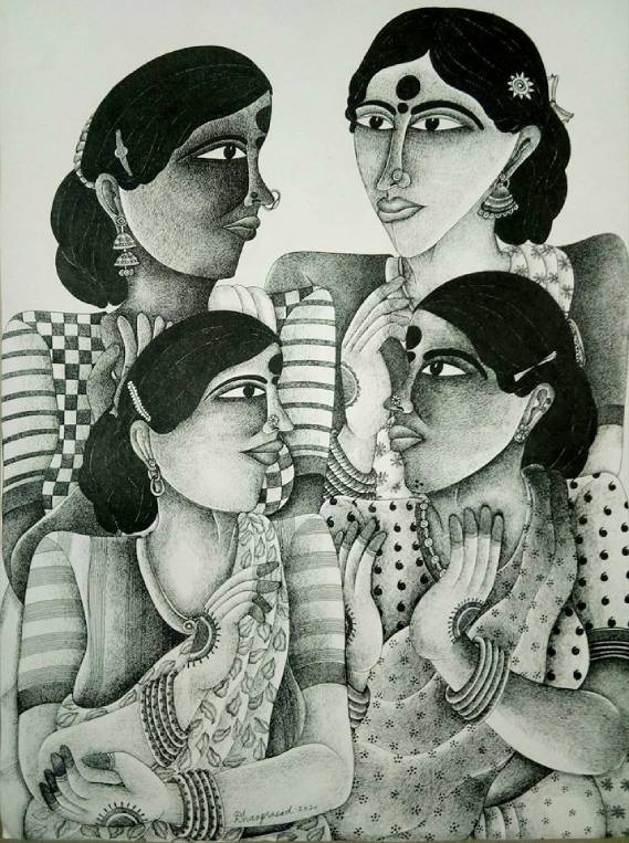 The Original Painting Sisters-III is available for sale online at the Art Gallery Shop
