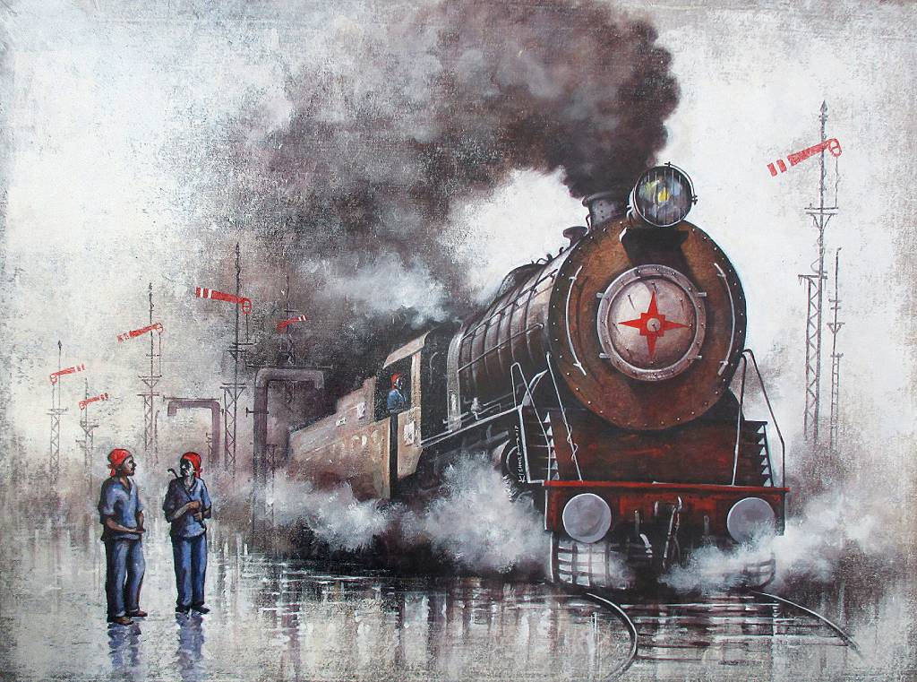 The original painting Locomotive - VI is available for sale at the Art Gallery Shop