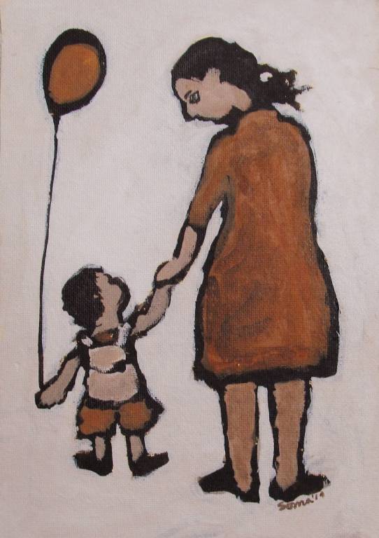 Buy the Original painting Mother and Child with Balloon from the Contemporary Art Gallery