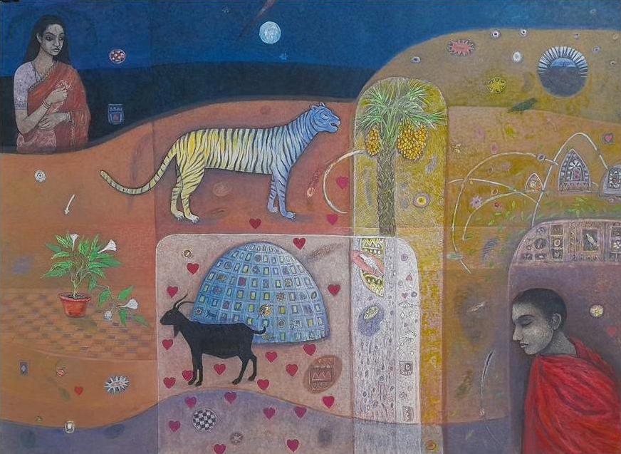 The Original painting Humans and Animals is available for sale at the Modern Art Gallery