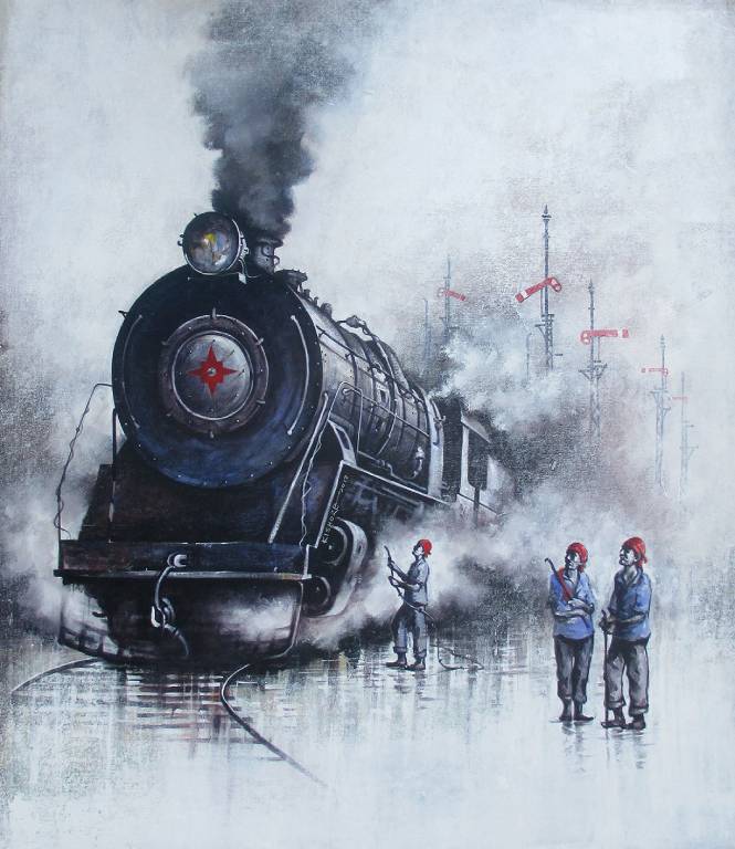 The original painting Locomotive - III is now available for buy at the Online Art Gallery
