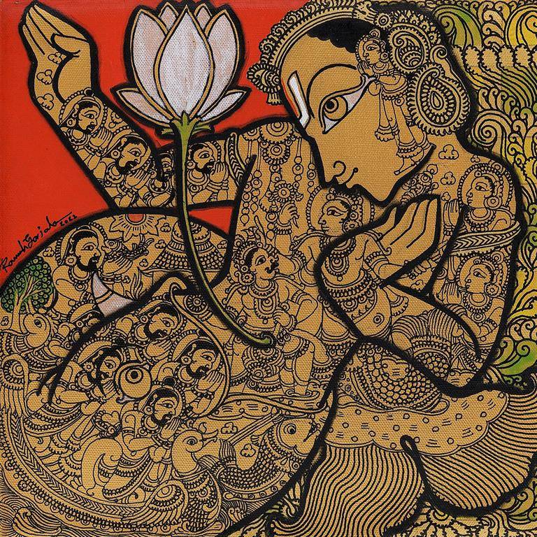 The original painting Vishnu with Lotus is available for sale online at the Contemporary Art Gallery