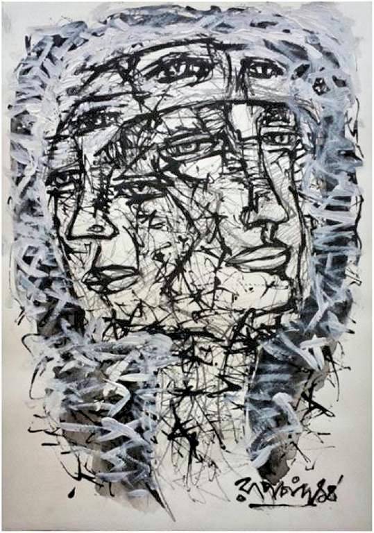 The Original Painting The Many Faces is available for sale in the Online Art Gallery