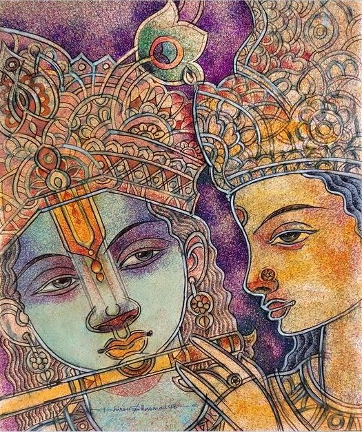The original painting Radha Krishna - I is available for sale at the Modern Art Gallery