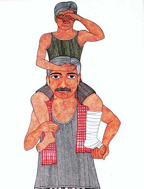 The original painting Father and Son is available for sale at the Modern Art Gallery