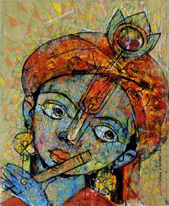 The Original painting Krishna Crown is now available for buy at the Art Gallery