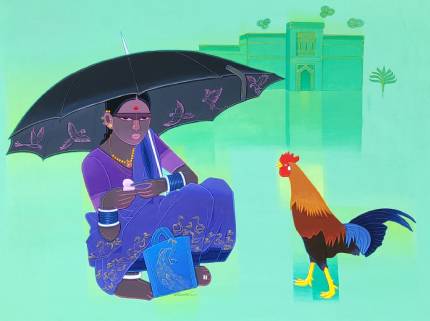 Rooster and Woman